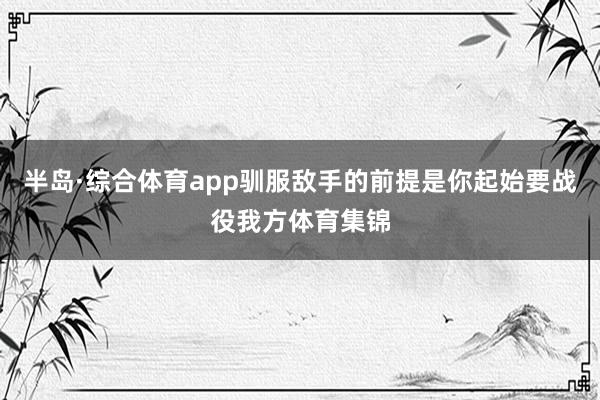 半岛·综合体育app驯服敌手的前提是你起始要战役我方体育集锦