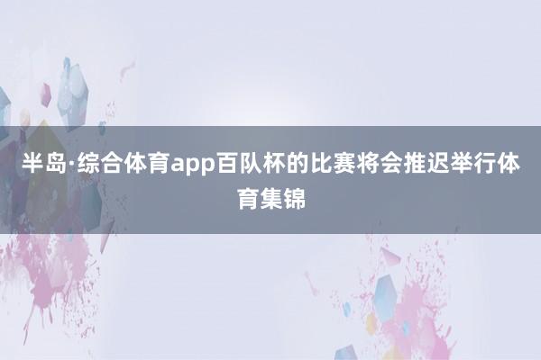 半岛·综合体育app百队杯的比赛将会推迟举行体育集锦