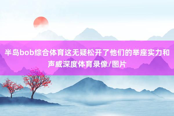 半岛bob综合体育这无疑松开了他们的举座实力和声威深度体育录像/图片