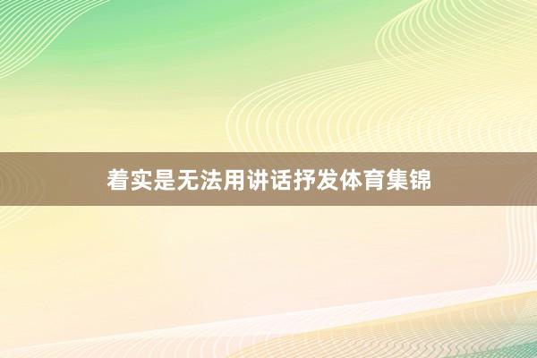 着实是无法用讲话抒发体育集锦