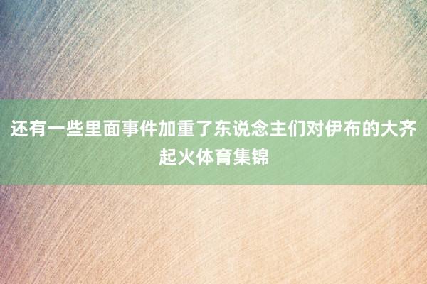 还有一些里面事件加重了东说念主们对伊布的大齐起火体育集锦